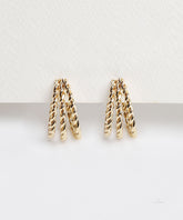 Gold Triple Twist Rope Hoop Earrings