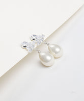Silver Crystal & Pearl Drop Earrings