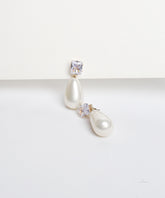 Silver Radiant Crystal Teardrop Pearl Studs