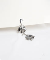 Silver Fan Shell Dangle Earrings