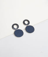 Silver with Midnight Blue Enamel Disc Earrings