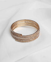Gold Coil Bangle With Clear Rhinestones