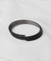 Black Coil Bangle With Black Rhinestones