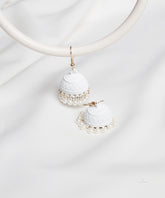 Matte White Pearl Dome Jhumka Earrings