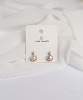 Silver with Nude Pearl Nest Studs Earring