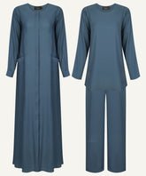 Slate Blue Side Panel Button-Down Dress Matching Set