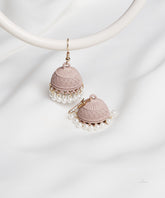 Matte Dusty Rose Bisque Dome Jhumka Earrings