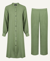 Olive Green Button-Down Matching Set