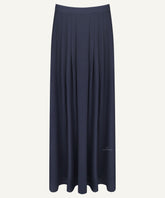 Dark Blue Pleated Flared Skirt