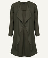 Olive Green Draped Long Sleeve Cardigan