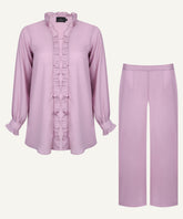 Orchid Pink Ruffle Short-Length Matching Set