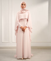 Pink Peach Overlay Cape Gown