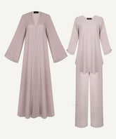 Dusty Mauve Embroidered Cardigan Matching Set