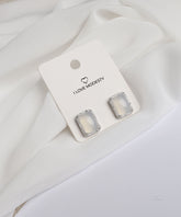 Milky White Rectangle Stud Earrings