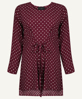 Maroon Waist Tie Polka Dot Tunic