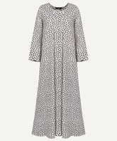 Bow Print Button Down Rounded Cuff A-line Abaya