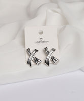 Silver Abstract Crisscross Earrings