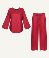 Watermelon Red Bell Sleeve Blouse Set