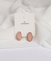Gold with Soft Blush Oval Stud Earrings