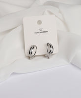 Silver Criss-Curve Hoop Stud Earrings