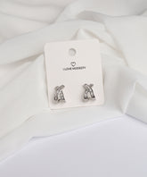 Silver Criss-Cross Crystal Stud Earrings