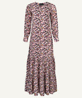 Charcoal Printed Tiered Maxi Dress