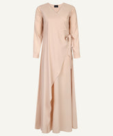 Almond Rose Wrap Maxi Dress