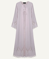 Embroidered Cut Work Lilac A-line Cardigan