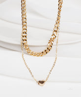Gold Dual Chain Heart Accent Necklace