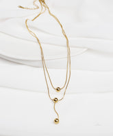 Gold Triple Sphere Drop Necklace