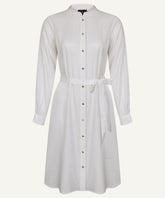 White Classic Midi-Length Button-Down Tunic