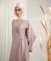 Soft Lilac Pleated Wrap Dress
