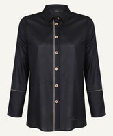 Black Contrast Piping Button-Down Shirt