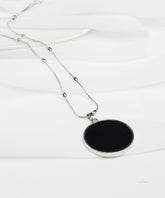 Silver with Black Coin Necklace