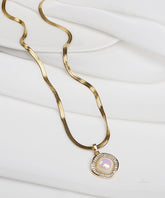 Gold Iridescent Halo Pendant Necklace