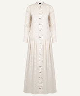 Beige Polka Dot Button-Down Maxi Dress