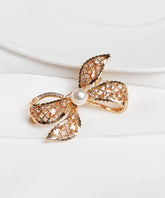 Gold Bow Pearl Brooch Pin
