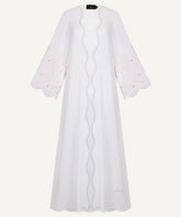 White Lush Crest Open Cardigan Abaya