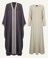 Deep Plum Front Open Kaftan Set