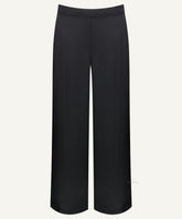 Black Wide-Legged Front Double Seam Trousers