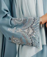 Embroidered Steel Blue A-line Dress