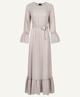 Soft Beige Bell Sleeve Maxi Dress
