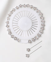 Silver Rhinestone with Light Pink Pearl Flower Head Hijab Pins