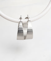 Silver Ribbed Wide Hoop Earrings