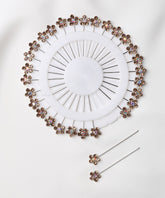 Champagne Gold Rhinestone Flower Head Hijab Pins