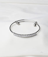 Silver Charm Bangle with Baguette Crystals