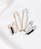 Black & White Pearl Brooch Pin Set