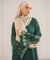 Embroidered Heart Jewel Green A-line Dress