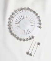 White Rhinestone Flower Head Hijab Pins