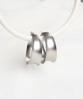 Matte Silver Wide Hoop Earrings